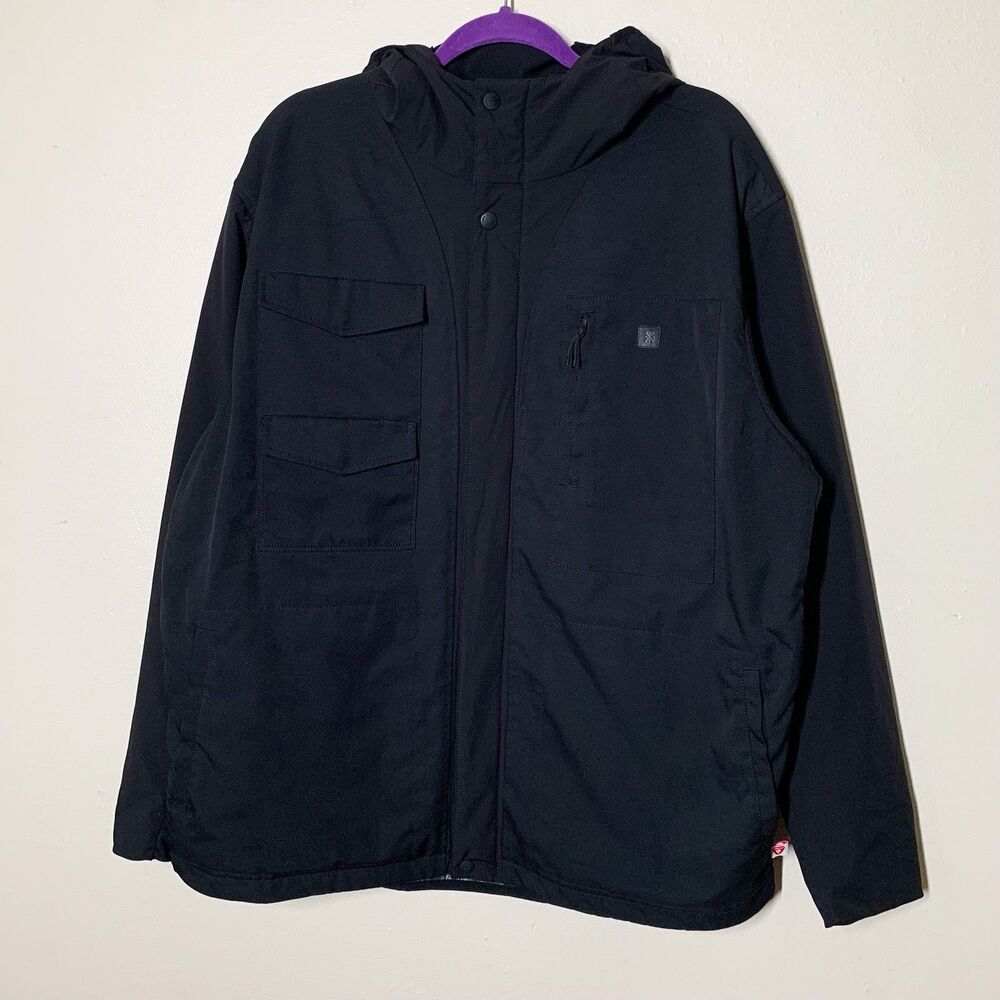 Roark Water-Resistant Shell Jacket Men's XXL Black Hooded Pockets